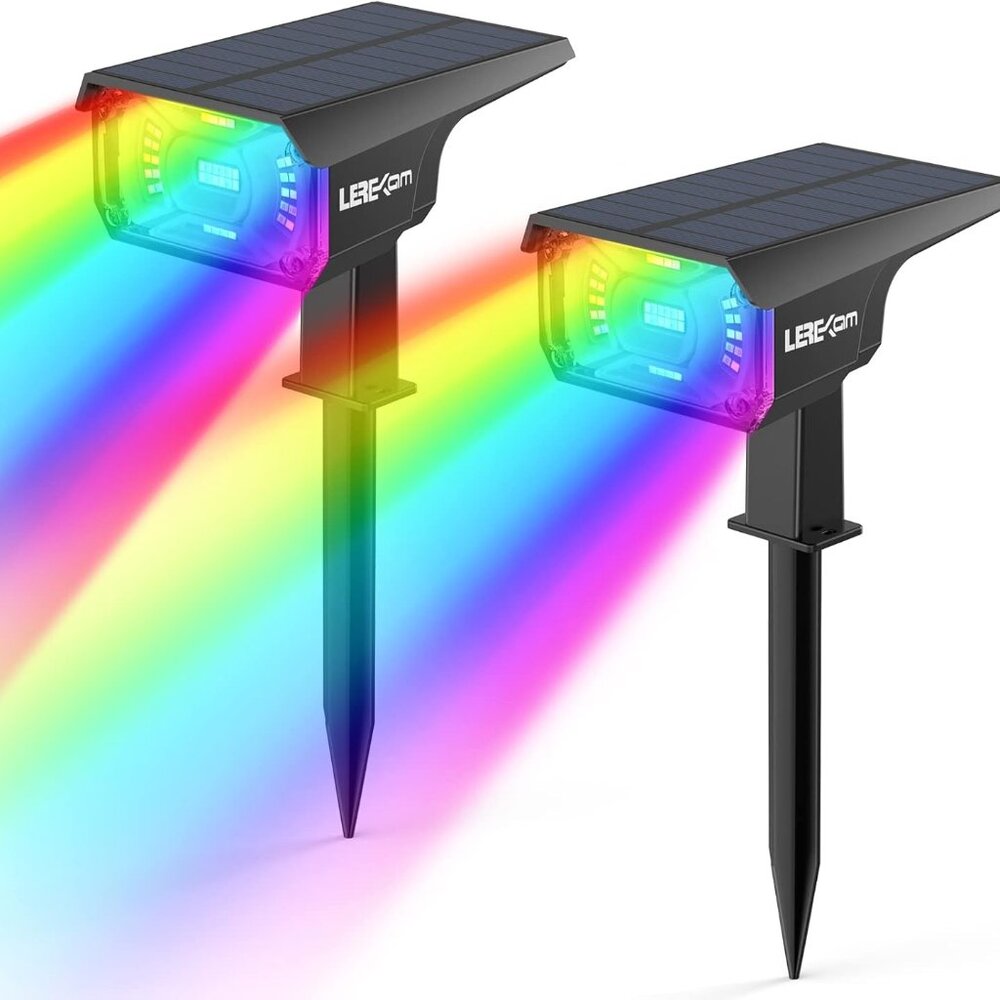 Solar Outdoor Lights RGB Color Changing 40 LED Multicolor Spotlights Yard Garden